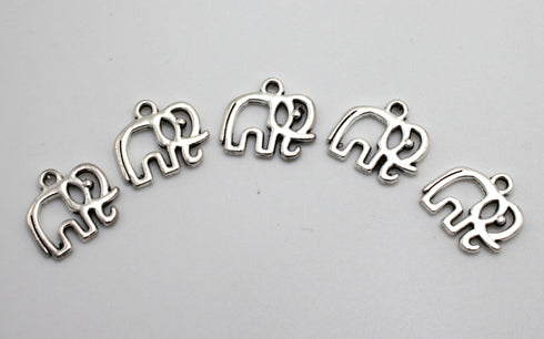 tiny elephant charms, animal charms, 26mmx16mm, sold as 10 pieces, antique silver charms, mixed metal, animal charms, beading charms,